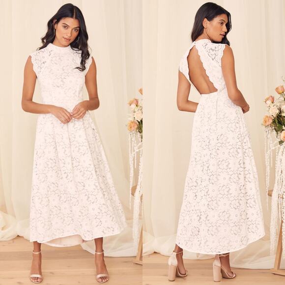 Lulus Dresses & Skirts - Lulus Sweetest Love Story White Dress Lace High-Low Midi Dress NWT size xs